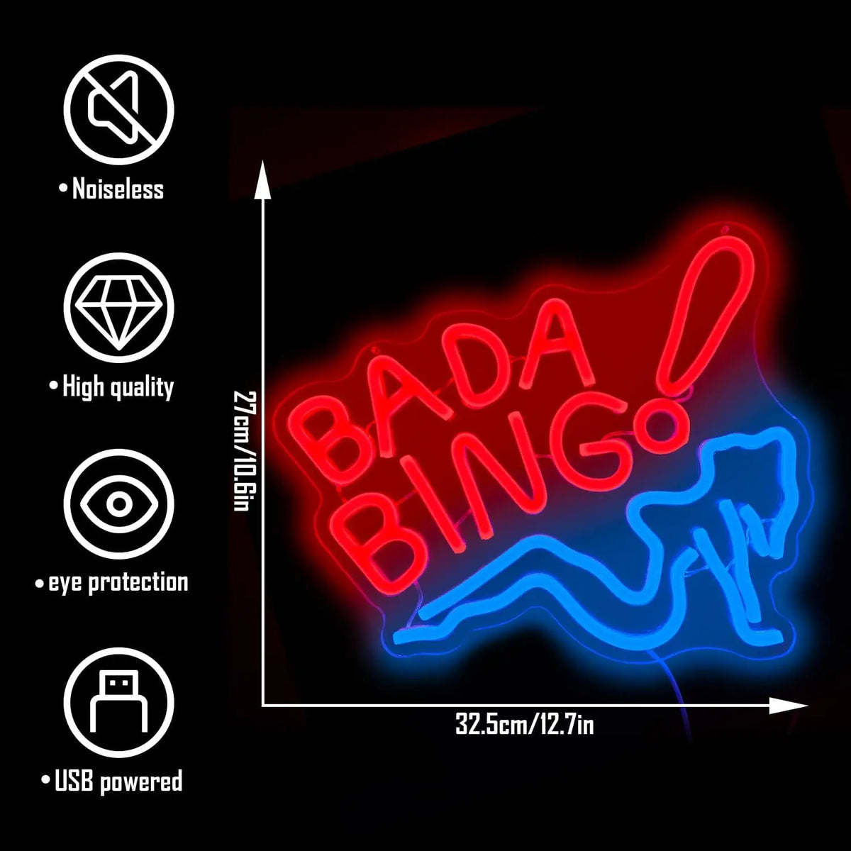néon lumineux moderne texte bada bing rouge bleu adhésif graphique silicone souple haute qualité