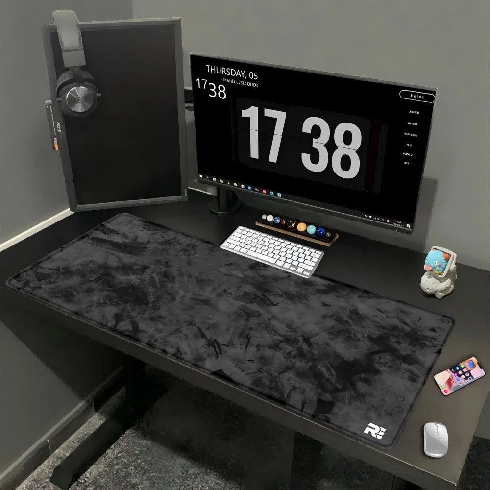 tapis souris caoutchouc noir gris texture marbrée moderne adhésif grande taille protection gaming