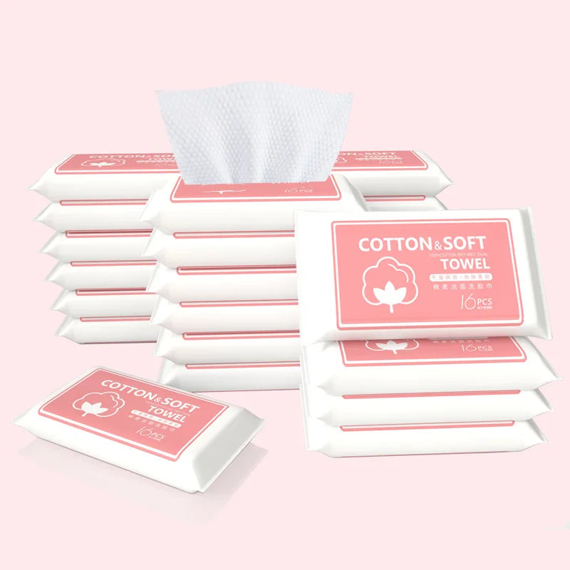 lingettes visage jetables coton douces motifs feuilles animal enfantin minimaliste rose bleu clair