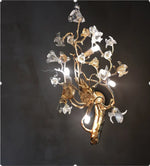 suspension lumineuse moderne dorée branches fleurs transparentes cristal haute luxure