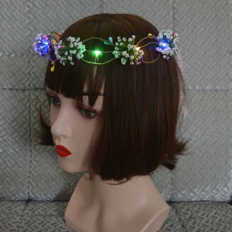 couronne lumineuse multicolore fleurs artificielles guirlande led occasion fête anniversaire noël saint valentin mariage
