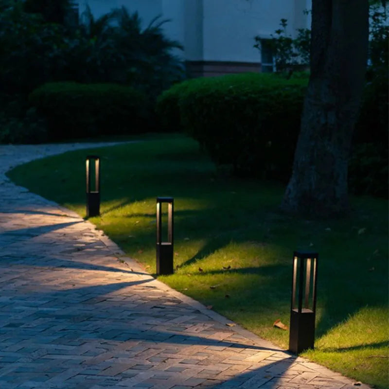 lampe solaire jardin contemporaine 40cm 60cm 80cm led noire transparente minimaliste