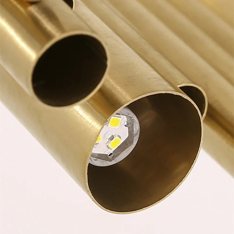 suspension lumineuse moderne dorée tubes horizontaux acier inoxydable led 60w 110v 220v chambre salon
