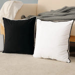 taies d'oreiller décoratives polyester noir blanc motif uni bordure blanche contemporain 30x50cm 45x45cm 50x50cm