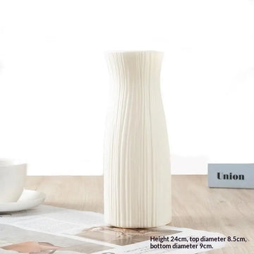 vases decoratifs modernes minimalistes rose bleu vert blanc lignes verticales texturées fleurs artificielles