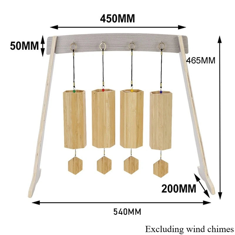 supports cloches vent bois naturel rouge motifs modernes minimalistes cloches
