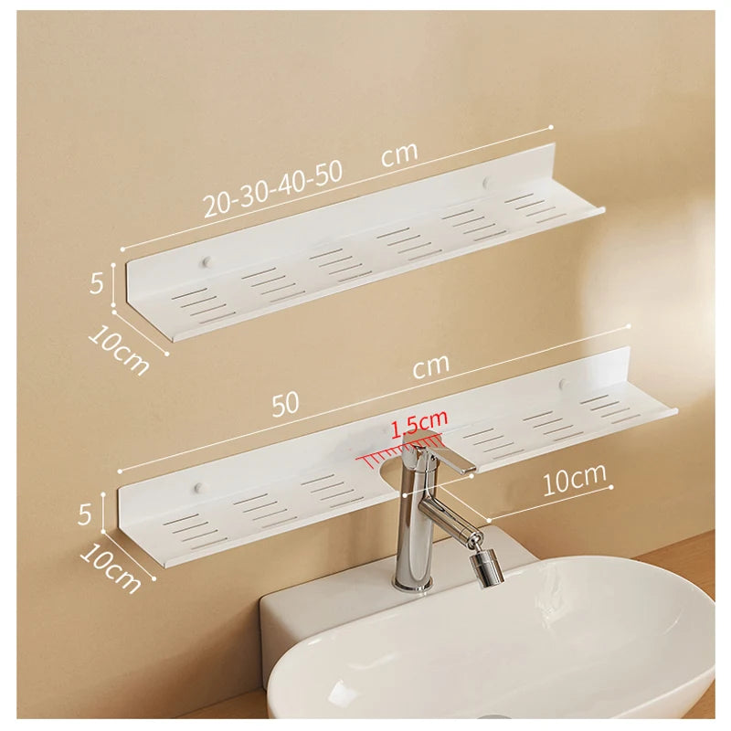 étagère murale noire adhésive aluminium moderne salle bain 20cm 30cm 40cm 50cm cosmétiques brosses
