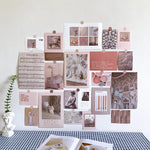 collage mural vintage romantique paysages floraux clips rose beige vert bleu blanc adolescents
