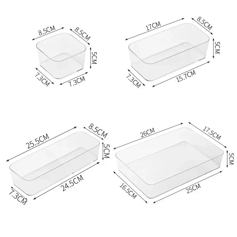 boîtes rangement transparentes plastique réutilisables modernes minimalistes très transparentes articles divers