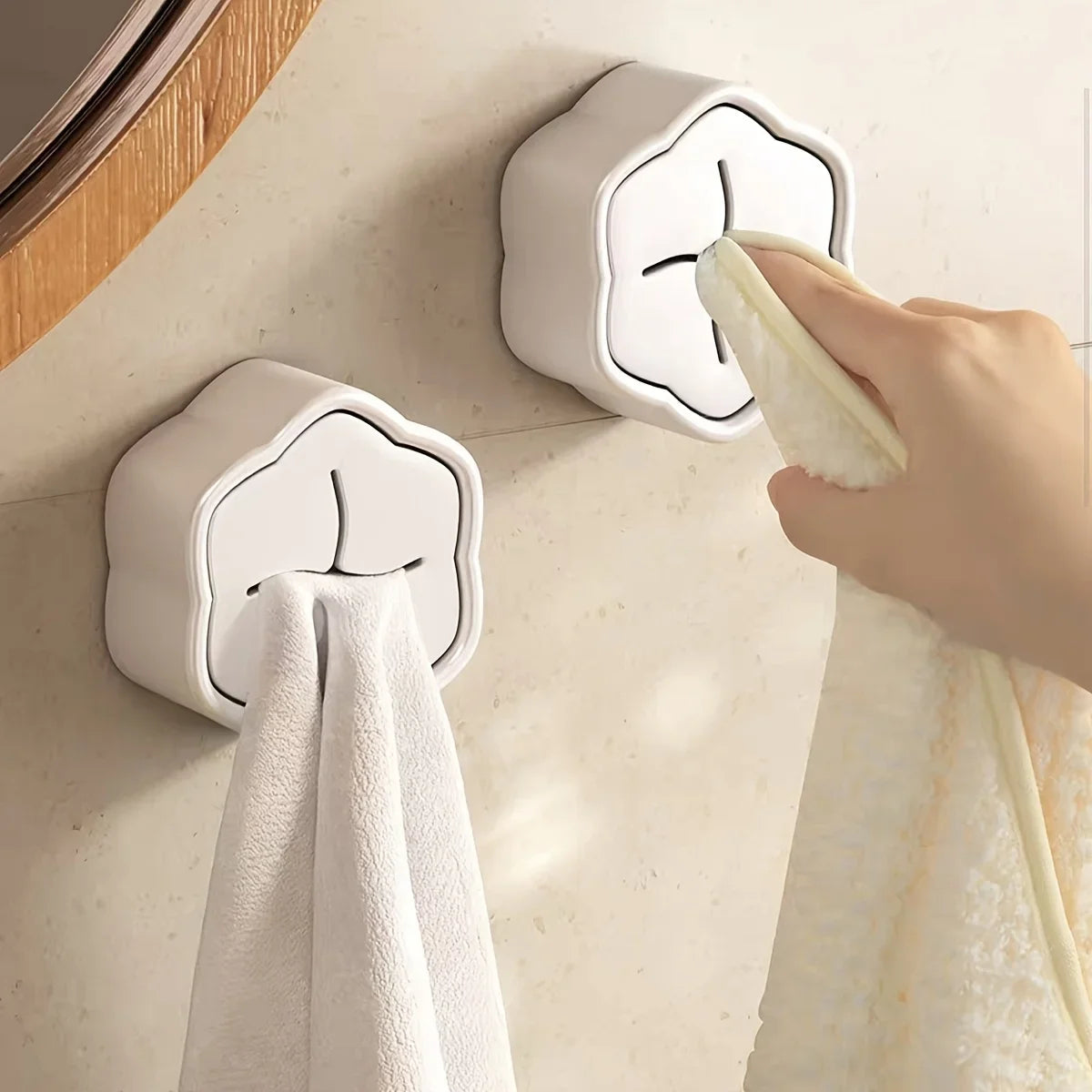 porte serviettes mural réutiliables moderne blanc beige adhésif supports linge texturé surface lisse minimaliste