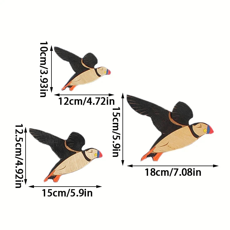 décoration murale oiseaux bois orange bleu noir motifs floraux artisanal
