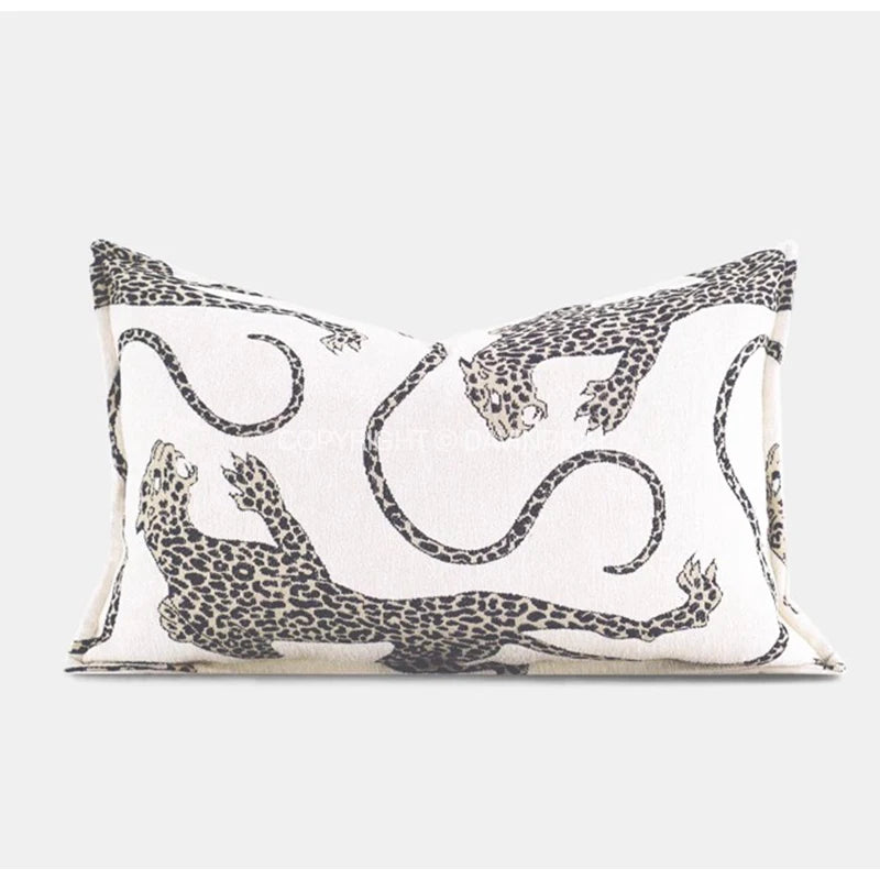 taies d'oreiller jacquard léopard vert olive moderne respectueuses environnement polyester 100% decoration maison