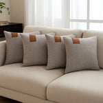 housse coussin moderne géométrique bleu marine marron gris 40x40 50x50 cm polyester coton