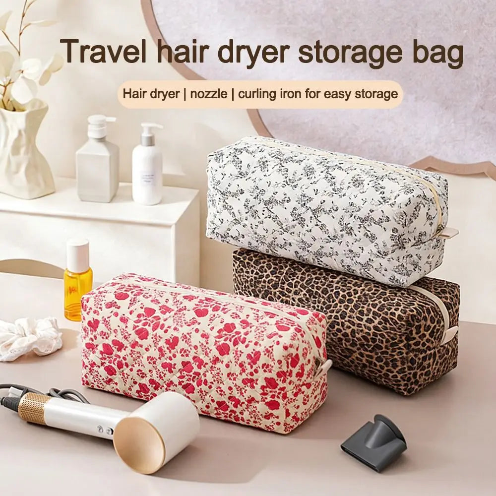 Sac rangement réutilisable imprimé léopard multifonctionnel moderne aspirateur voyage embout fer lisser blanc marron
