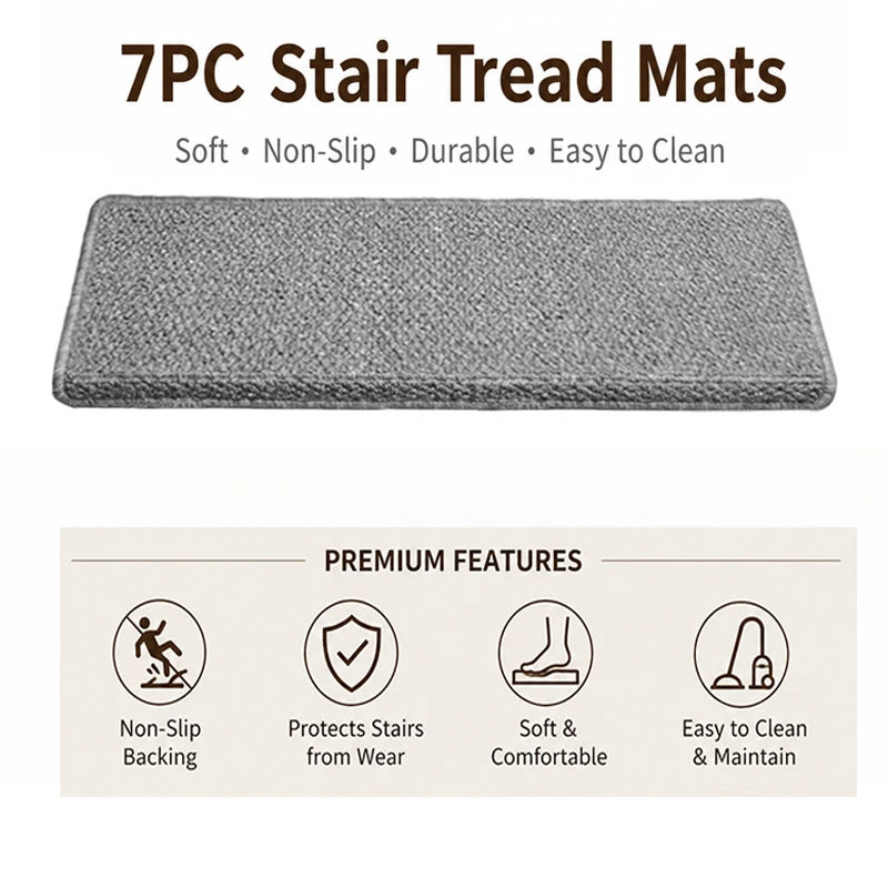 tapis d'escalier moderne antidérapant 15 pièces adhésif beige clair texture tissée polyester