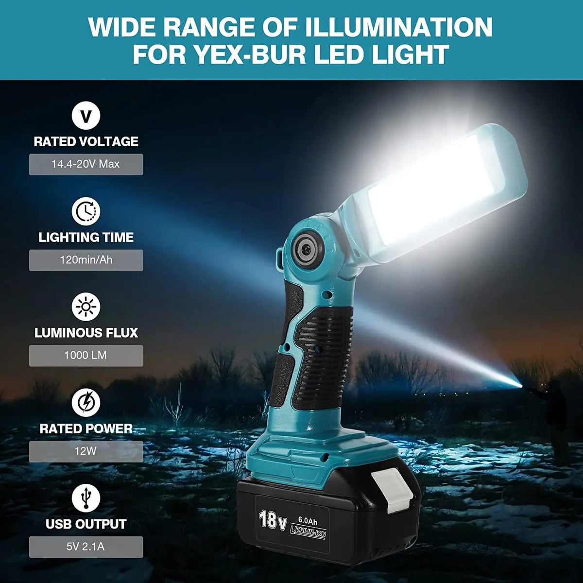 lampe torche led rechargeable bleu clair noir moderne clip charge usb makita