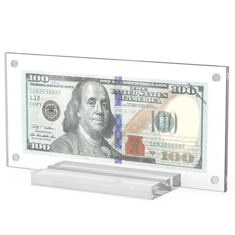 support billet transparent moderne billet 100 dollars protection collection décoration maison