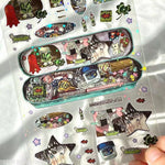 sticker multicolore personnages animaux motifs floraux art japonais diy scrapbooking illustrations fantaisistes