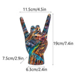 statues decoratives rock on main graffiti moderne bleu orange jaune noir vert blanc pop