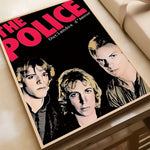 affiche vintage rock groupe police noir blanc bleu jaune salon chambre kawaii déco