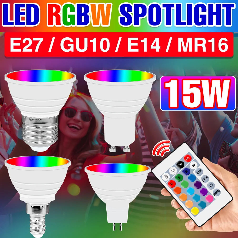 ampoules led 15w e27 e14 gu10 mr16 blanc froid chaud télécommande transparent milky modernes