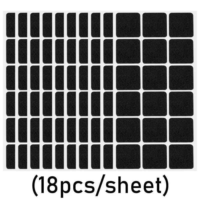 protecteurs meubles feutre adhésifs noir gris clair 30x30mm 28mm ronds carrés pratique utilitaire 18pièces