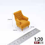 fauteuil miniature blanc velours épais boutons classique 14+ deco maison poupée imitation salon