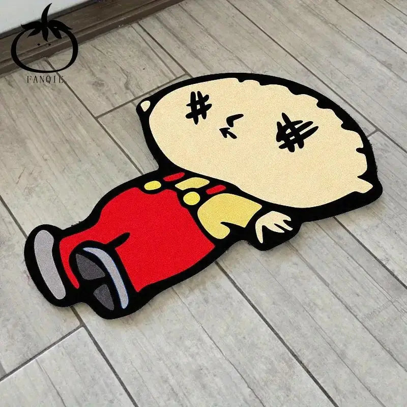 tapis dessin animé polyester antidérapant moderne chambre salon blanc vert rouge