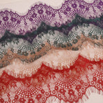 rubans dentelle fine motifs floraux blanc rose bleu marine vert gris classique polyester 10cm