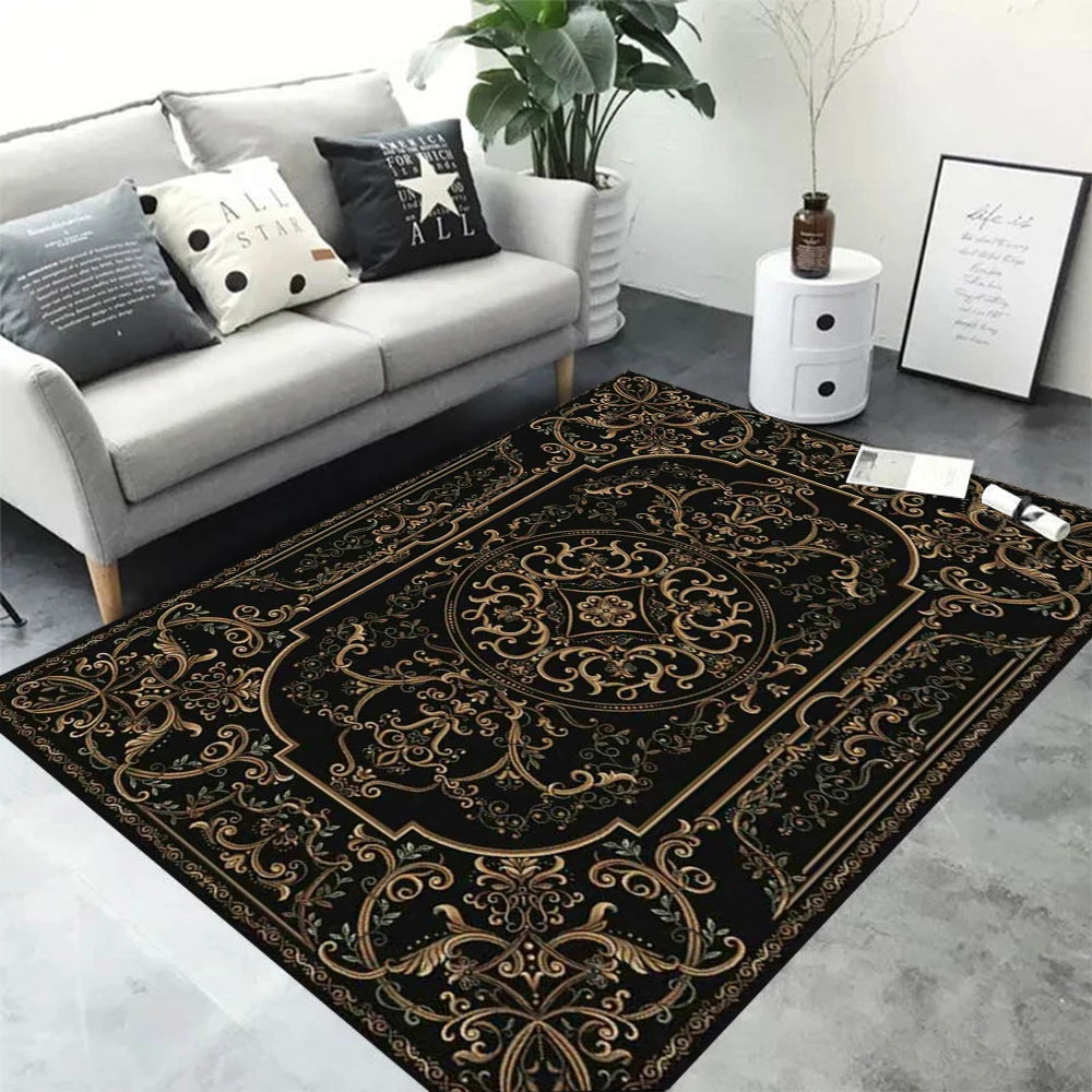 tapis violet géométrique ornements floraux anti dérapant polyester classique vintage salon chambre extérieur
