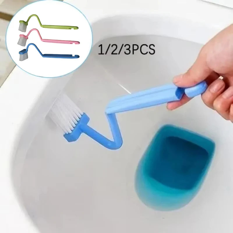 brosse toilette incurvée poignée bleue verte rose fixations pratiques utilitaires salle bains