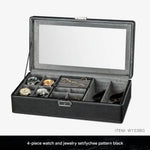 boîte rangement montres velours noir cadenas moderne 12 places storage watch box black velvet