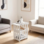 table d'appoint moderne table nuit blanc grille verticale opaquedu 32cm