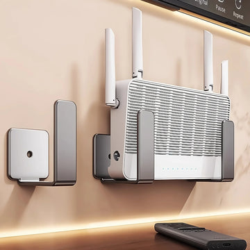 supports muraux multifonctionnels gris foncé fixations murales sans perçage routeur wifi prise électrique télécommande