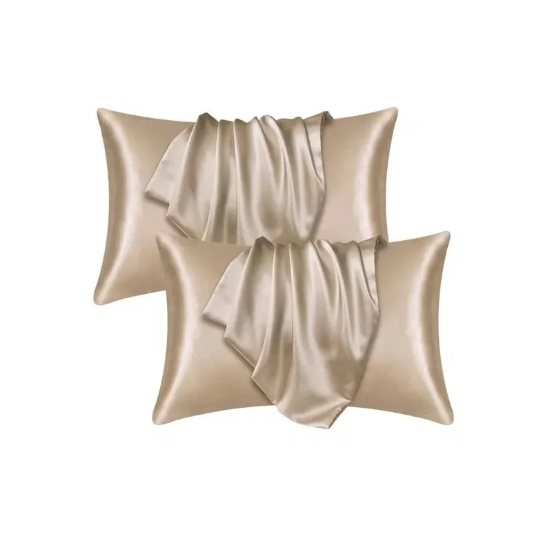 protège oreiller satin violet rose noir champagne moderne doux lit coton polyester