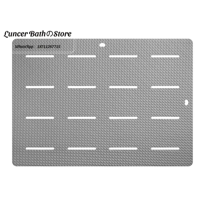 tapis bain mousse éva antidérapant hexagonal moderne gris texturé rainures opacité totale 85x60cm