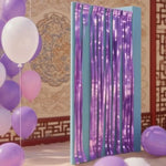 rideau festif rayures vert rouge violet bleu moderne clips guirlande anniversaire mariage festive