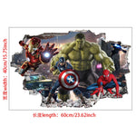sticker mural 3d super héros hulk iron man captain america thor rouge bleu vert