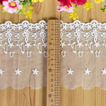 ruban dentelle blanc notes musicales fleurs bordure ajourée classique romantique polyester coton 14cm 5mètres