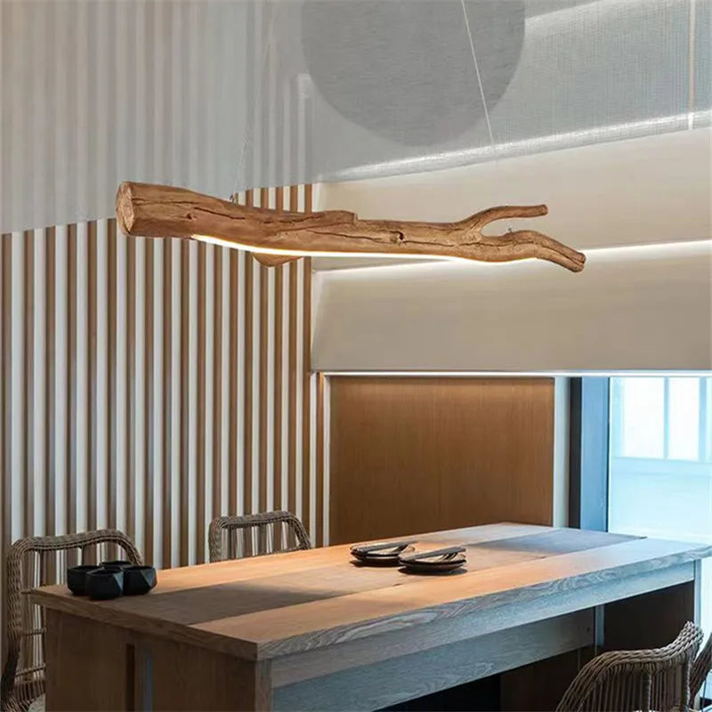 lampe suspendue moderne rustique bois naturel blanc opacité chambre salon