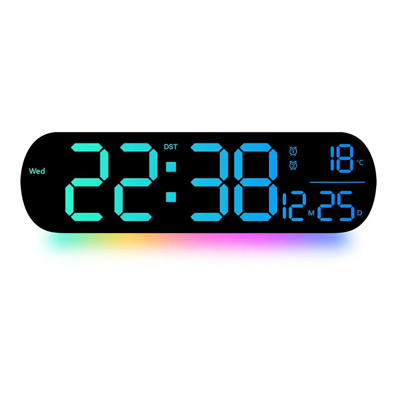 horloge murale LED numérique moderne affichage date température réveil couleurs multiples changement lumineux