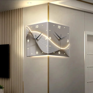 horloge murale moderne blanche effets 3d chiffres led dorés salon chambre
