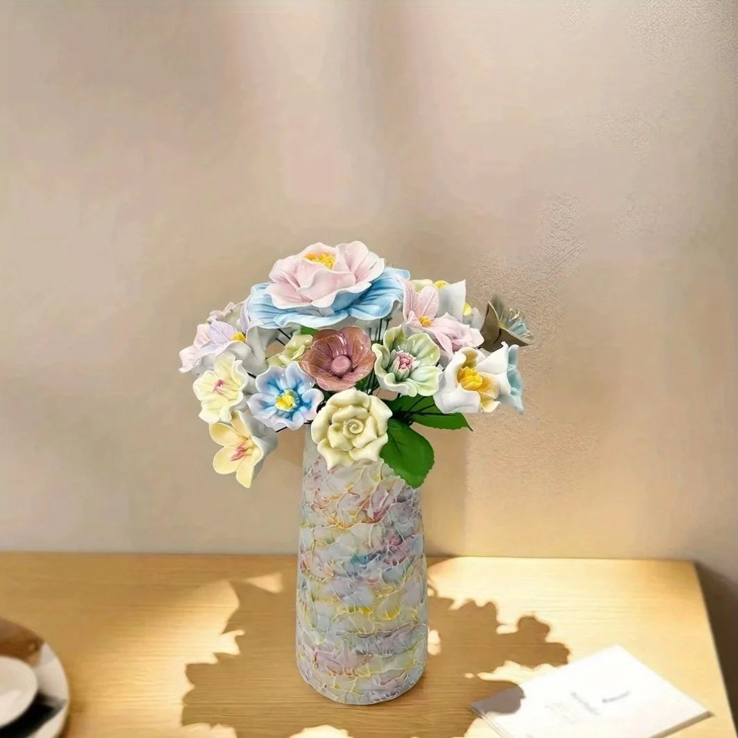 bouquet fleurs artificielles céramique multicolore décoration intérieure extérieure moderne anniversaire noël valentin mariage