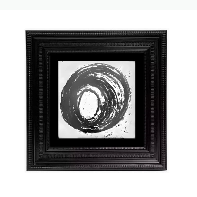 tableau moderne abstrait noir beige gris blanc marbré taches cadre toile salon décoration