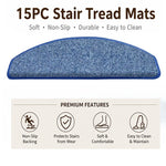 tapis d'escalier moderne antidérapant 15 pièces adhésif beige clair texture tissée polyester