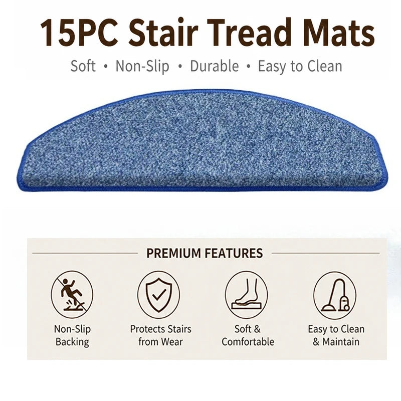tapis d'escalier moderne antidérapant 15 pièces adhésif beige clair texture tissée polyester