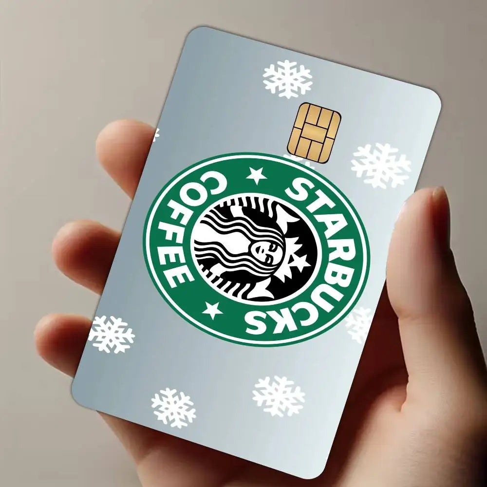 autocollant protection carte bancaire logo starbucks motif graphique moderne waterproof réutilisable