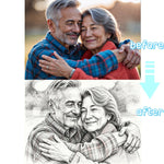 portrait personnalisé noir blanc cadre bois décoration intérieure cadeau animal famille amis graphique artiste