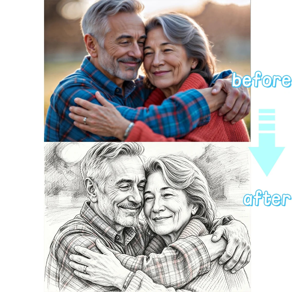 portrait personnalisé noir blanc cadre bois décoration intérieure cadeau animal famille amis graphique artiste