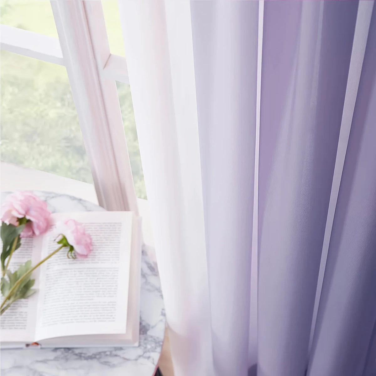 rideaux dégradés rose bleu violet ombre douce modernes transparents polyester maison